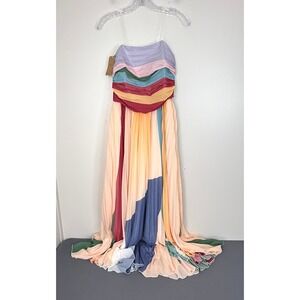 Soolinen Women's Pleated Strapless Maxi Dress  Size Medium NWT